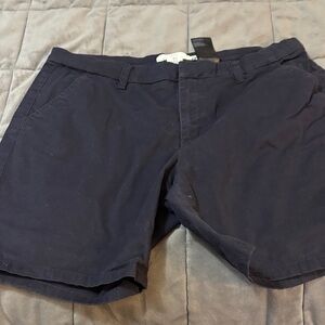 H&M Navy Flat-Front Chino Shorts